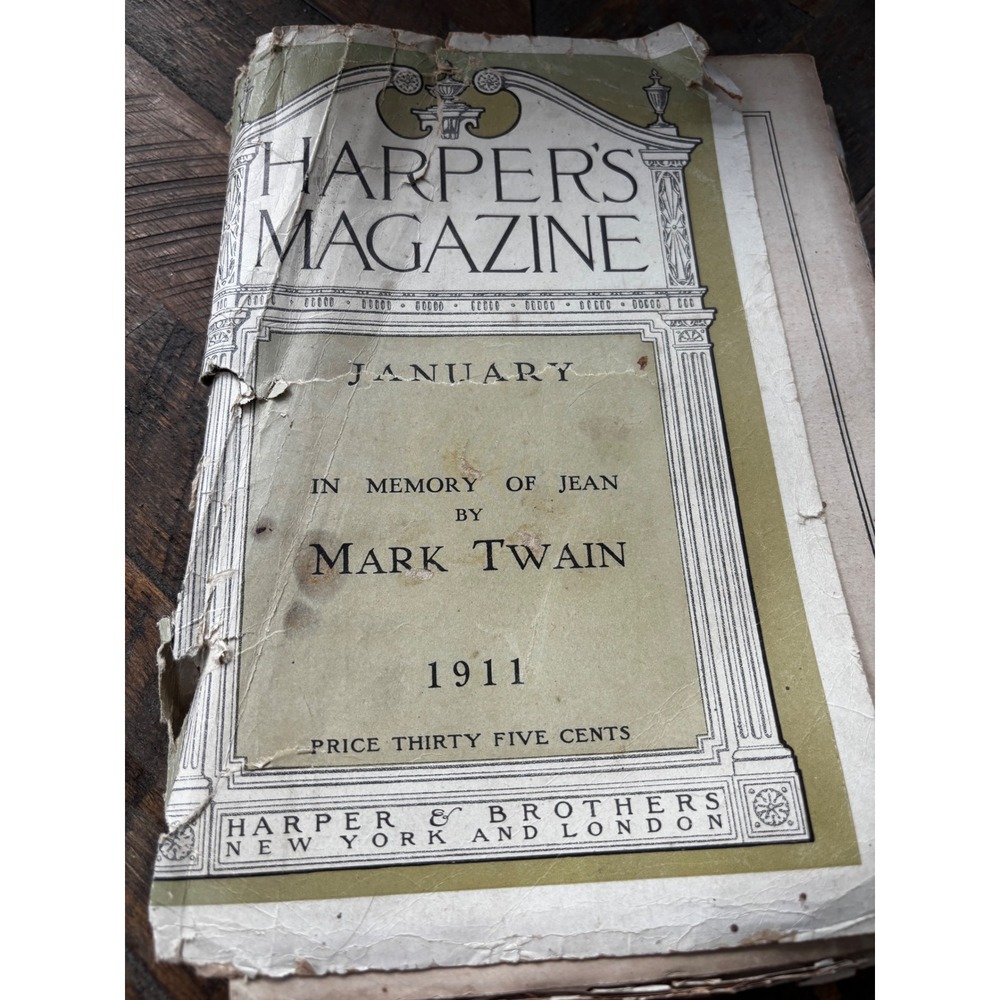Harper's Magazine Jan 1911 Mark Twain Death of Jean H. Pyle Anton Fischer Art